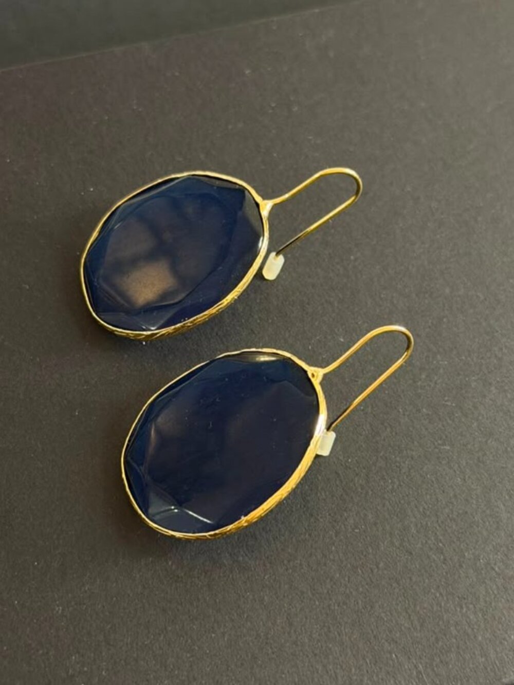 Blue Cat Eye Stone Earrings | Gold Plated Luxury Statement Earrings